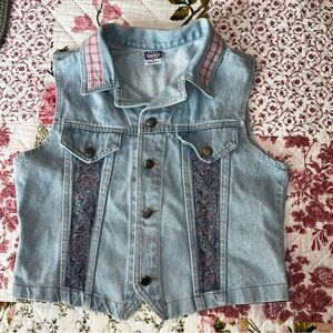 Vintage 90s Watch L.A. Denim Vest with Paisley Accents